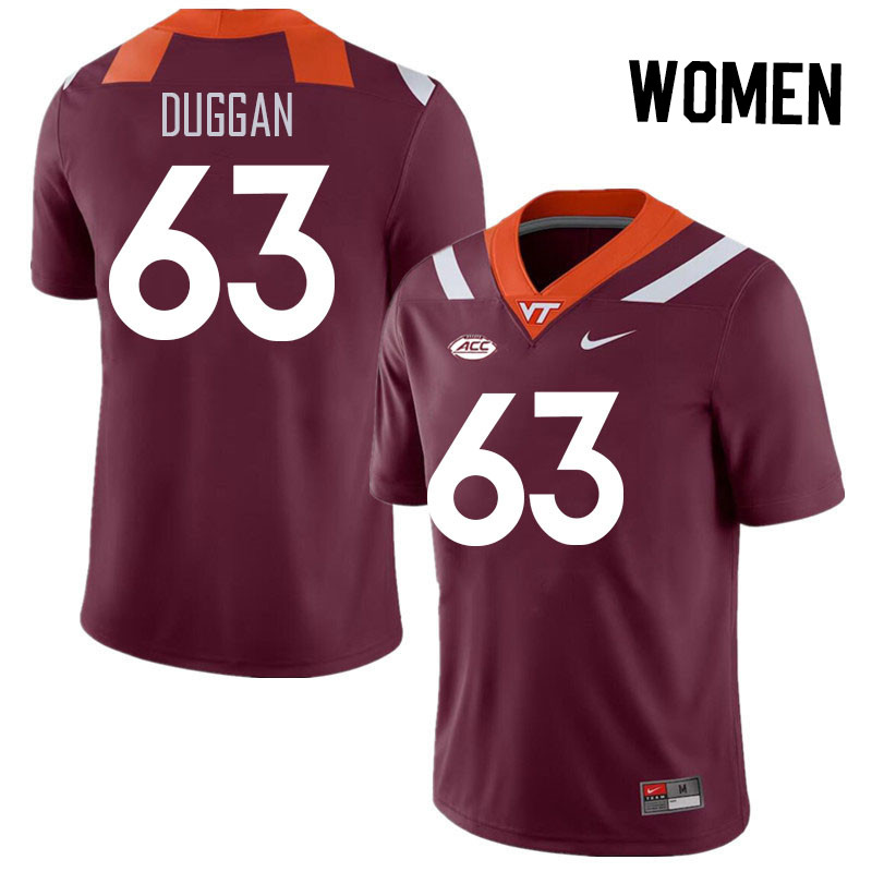 Women #63 Griffin Duggan Virginia Tech Hokies College Football Jerseys Stitched Sale-Maroon